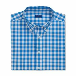 FootJoy Stretch Woven Gingham Shirt -Golf Clubs Shop footjoy stretch woven gingham shirt white royal 04 49145.1671652716