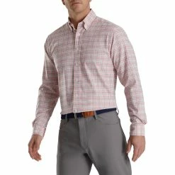 FootJoy Super Soft Woven Plaid Shirt 59 FootJoy Super Soft Woven Plaid Shirt -Golf Clubs Shop footjoy super soft woven plaid shirt white coral pink graphite 01 79535.1671652105