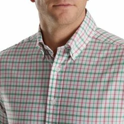 FootJoy Super Soft Woven Plaid Shirt 40 FootJoy Super Soft Woven Plaid Shirt -Golf Clubs Shop footjoy super soft woven plaid shirt white sea green watermelon 03 78406.1671652599