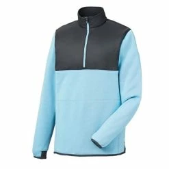 FootJoy Sweater Fleece Pullover -Golf Clubs Shop footjoy sweater fleece pullover heather light blue charcoal 01 80067.1632772753