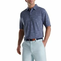 FootJoy Tropic Golf Print Lisle Self Collar Polo -Golf Clubs Shop footjoy tropic golf print lisle self collar polo bluestone denim 01 05441.1673902388