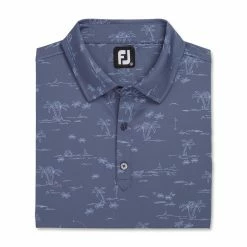 FootJoy Tropic Golf Print Lisle Self Collar Polo -Golf Clubs Shop footjoy tropic golf print lisle self collar polo bluestone denim 04 23864.1673906601