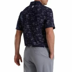 FootJoy Tropic Golf Print Lisle Self Collar Polo -Golf Clubs Shop footjoy tropic golf print lisle self collar polo navy white 02 44886.1673905683