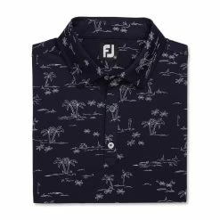 FootJoy Tropic Golf Print Lisle Self Collar Polo -Golf Clubs Shop footjoy tropic golf print lisle self collar polo navy white 04 04187.1673900466