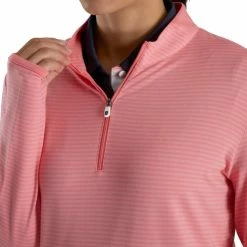 FootJoy Women's Half-Zip Tonal Stripe Mid-Layer -Golf Clubs Shop footjoy womens half zip tonal stripe mid layer bright coral 04 16073.1676595336