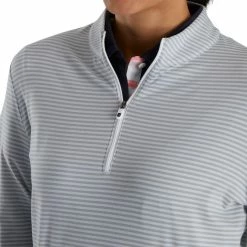 FootJoy Women's Half-Zip Tonal Stripe Mid-Layer -Golf Clubs Shop footjoy womens half zip tonal stripe mid layer grey 04 92245.1676597565