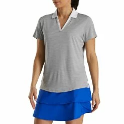 FootJoy Women's Open Placket Space Dye Polo 21 FootJoy Women's Open Placket Space Dye Polo -Golf Clubs Shop footjoy womens open placket space dye polo grey white 02 01494.1631902166