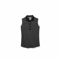 FootJoy Women's Sleeveless Pinstripe Polo -Golf Clubs Shop footjoy womens sleeveless pinstripe polo black 01 64595.1633122943