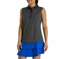 FootJoy Women's Sleeveless Pinstripe Polo -Golf Clubs Shop footjoy womens sleeveless pinstripe polo black 02 37872.1633122943