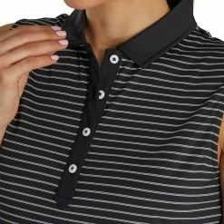 FootJoy Women's Sleeveless Pinstripe Polo -Golf Clubs Shop footjoy womens sleeveless pinstripe polo black 04 66089.1633122943