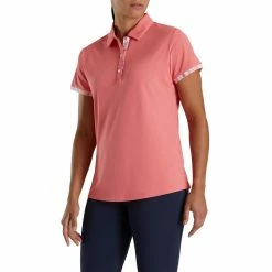 FootJoy Women's Watercolor Trim Polo -Golf Clubs Shop footjoy womens watercolor trim polo bright coral 02 94333.1676595952