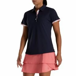 FootJoy Women's Watercolor Trim Polo -Golf Clubs Shop footjoy womens watercolor trim polo navy 02 28703.1676593851