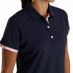 FootJoy Women's Watercolor Trim Polo -Golf Clubs Shop footjoy womens watercolor trim polo navy 04 63599.1676584497