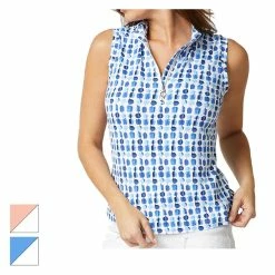 GGBLUE Tess Sleeveless Polo -Golf Clubs Shop ggblue tess sleeveless polo navy cube 01 85692.1676598186