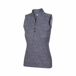 Greg Norman Women's Heathered Dot Sleeveless Polo -Golf Clubs Shop greg norman womens heathered dot sleeveless polo navy 01 61328.1651765028