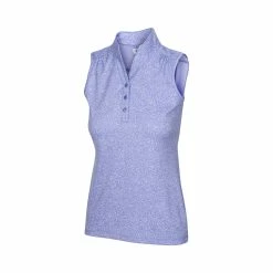 Greg Norman Women's Heathered Dot Sleeveless Polo -Golf Clubs Shop greg norman womens heathered dot sleeveless polo sweet iris 01 41050.1651765028