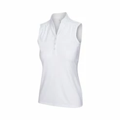 Greg Norman Women's Heathered Dot Sleeveless Polo -Golf Clubs Shop greg norman womens heathered dot sleeveless polo white 01 43506.1651765028