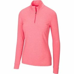 Greg Norman Women's Peached Heather 1/4 Zip -Golf Clubs Shop greg norman womens peached heather 1 4 zip field poppy heather 01 01802.1633111170