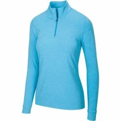 Greg Norman Women's Peached Heather 1/4 Zip -Golf Clubs Shop greg norman womens peached heather 1 4 zip riviera blue heather 01 43355.1633111170