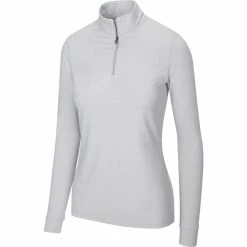 Greg Norman Women's Peached Heather 1/4 Zip -Golf Clubs Shop greg norman womens peached heather 1 4 zip shark grey heather 01 21709.1633111170