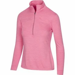 Greg Norman Women's Utility 1/2 Zip Mock -Golf Clubs Shop greg norman womens utility 1 2 zip mock coral guava heather 01 25531.1671482564