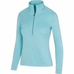 Greg Norman Women's Utility 1/2 Zip Mock -Golf Clubs Shop greg norman womens utility 1 2 zip mock oasis blue heather 01 79880.1671482598