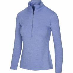 Greg Norman Women's Utility 1/2 Zip Mock -Golf Clubs Shop greg norman womens utility 1 2 zip mock sweet iris heather 01 28296.1671482570