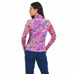 IBKUL Aubrey Print Long Sleeve Mock Neck -Golf Clubs Shop ibkul aubrey print long sleeve mock neck plum multi 02 08980.1676590206