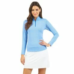 IBKUL Mini Check Long Sleeve Zip Mock -Golf Clubs Shop ibkul mini check long sleeve zip mock blue 01 00106.1676598287