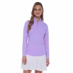 IBKUL Mini Check Long Sleeve Zip Mock -Golf Clubs Shop ibkul mini check long sleeve zip mock lavender 01 90221.1676598534