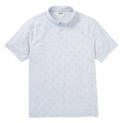 Linksoul Micro Fern Print Oxford Polo -Golf Clubs Shop linksoul micro fern print oxford polo soft sky 01 93804.1676590139