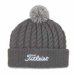 Titleist Cable Knit Pom Pom Beanie -Golf Clubs Shop titleist cable knit pom pom beanie gray white 01 37918.1636747906