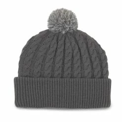 Titleist Cable Knit Pom Pom Beanie -Golf Clubs Shop titleist cable knit pom pom beanie gray white 02 31891.1636747906