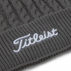 Titleist Cable Knit Pom Pom Beanie -Golf Clubs Shop titleist cable knit pom pom beanie gray white 03 11784.1636747907
