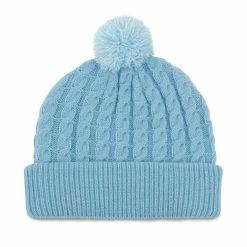 Titleist Cable Knit Pom Pom Beanie -Golf Clubs Shop titleist cable knit pom pom beanie sky white 02 81168.1636747906